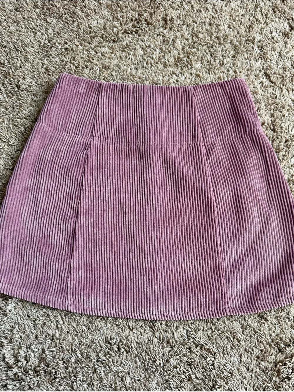 Altar'd State Dusty Pink Corduroy Button-Front Mini Skirt
